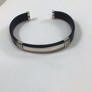 Leather and silver cuff bracelet